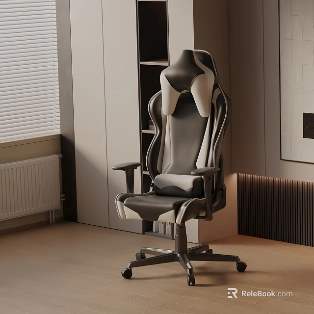 Modern Ergonomic Massage Chair With Supportive Backrest And Rolling Wheels For Home Office Use 3d model 