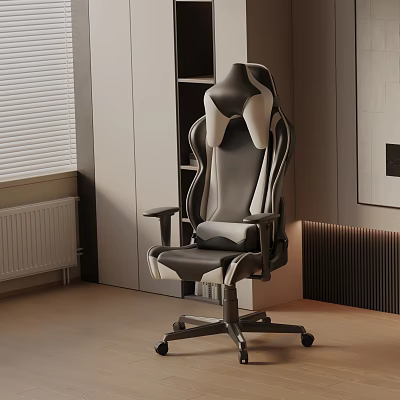 Modern Ergonomic Massage Chair With Supportive Backrest And Rolling Wheels For Home Office Use 3d model