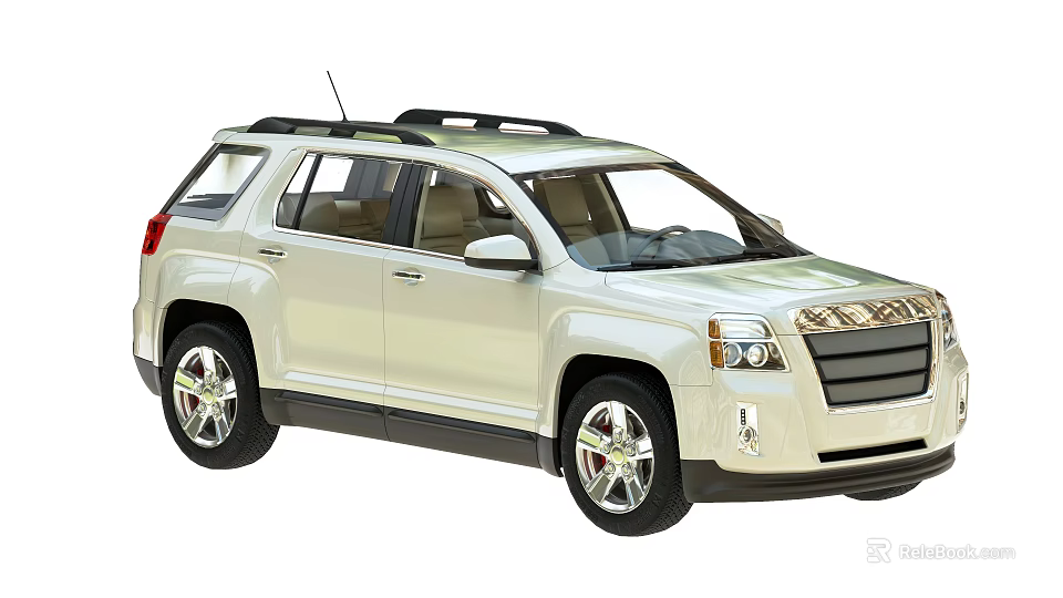 Stylish White SUV with Roof Rack Silver Wheels Front Grille and Tinted Windows 3d model 