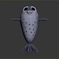 Cartoon Seal Character 3D Model With Heart Shaped Spots Big Eyes And Smiling Expression