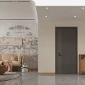 Modern Living Dining Room Interior With Open Concept Sofa TV And Decorative Plants