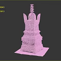 Ancient Bronze Pagoda With Multi Tiered Structure Square Base And Intricate Carvings On White Pedestal