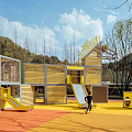 Modern Children's Play Area Children's Activity Site Dongyuan Dongdongma Children's Play Area Slide Equipment 3d model