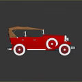 Vintage Red Convertible Car With Brown Canvas Top And White Spoke Wheels