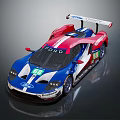 Ford Blue Red White Racing Car With Number 67 And Rear Spoiler