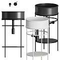 Modern Different Styles Black And White Washbasin Designs With Metal Frame Stands