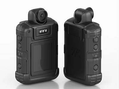 Two Black Portable Digital Recorders With Camera Screen And Control Buttons 3d model