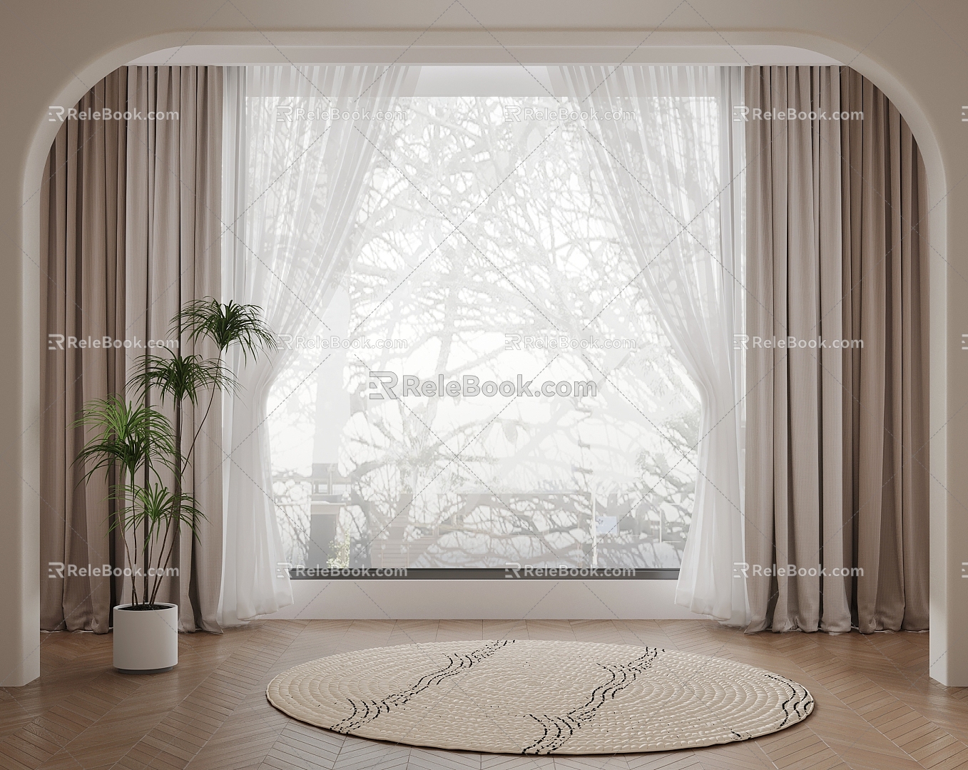 curtain gauze curtain 3d model