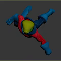 Game and Movie Character With Green Head Red Shirt Blue Pants Dynamic Running Stance