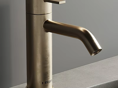 Nibali Modern Faucet Brushed Metal Single Handle Curved Spout On Countertop 3d model
