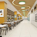 Traditional Chinese Restaurant Interior With Wooden Ceiling Shelves Hanging Lights And Tables