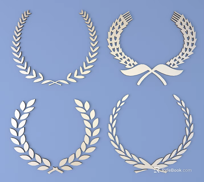 Wooden Laurel Wreath Wall Decor Pieces for Home Interior Decoration 3d model 