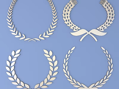 Wooden Laurel Wreath Wall Decor Pieces for Home Interior Decoration 3d model
