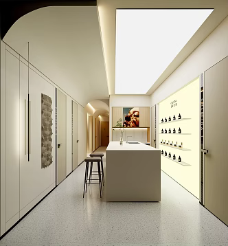 Cream Wind Beauty Salon Island Station Corridor 3d model
