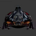 Detailed Rhinoceros Beetle With Large Horn Red And Black Metallic Body On Dark Background