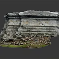 Ancient Stone Historical Ruins With Weathered Brick Layers Stones And Grass At Base