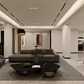 Modern Kitchen Interior Featuring White Gray Cabinets Marble Countertops Appliances And Gray Tiled Flooring