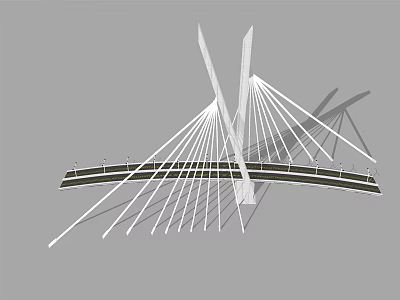 Modern Cable Stayed Bridge Design With Tall Pylons And Sleek Symmetrical Structure 3d model