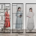 Modern partition glass screen partition 3d model