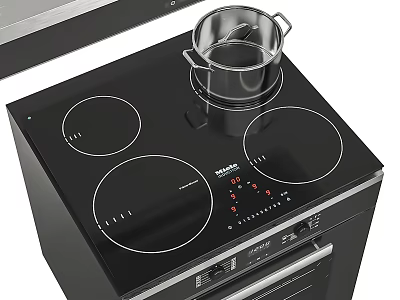 Modern Induction Cooktop Kitchenware With Pot And Digital Control Panel Features 3d model