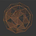 Modern Decorative Ornament Set With Spherical Geometric Wireframe And Golden Transparent Panels