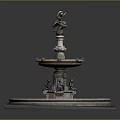 Ornate Garden Decorative Fountain With Multi Tiered Design Circular Basin And Top Statue