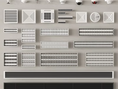 Modern Grille Lights with Various Designs and Sizes for Interior Ceiling 3d model