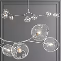 Elegant Modern Chandelier With Branch Designed Metal Frame And Transparent Glass Globes