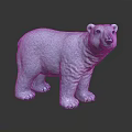 White Polar Bear Figure With Detailed Texture Standing On Dark Surface 3d model