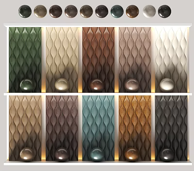 Stylish Upholstered Wall Panels With Various Colors And Textured Designs For Home Decor 3d model