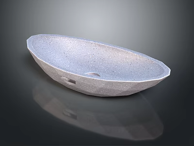 Gray Oval Textured Washbasin with Granular Surface and Reflective Base for Modern Bathroom Design 3d model