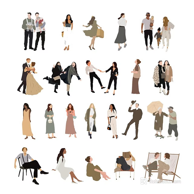 Game and Movie Characters in Various Poses With Diverse Outfits and Dynamic Interactions 3d model 