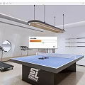 Modern Recreation Room Interior Design With Table Tennis Table And Treadmills