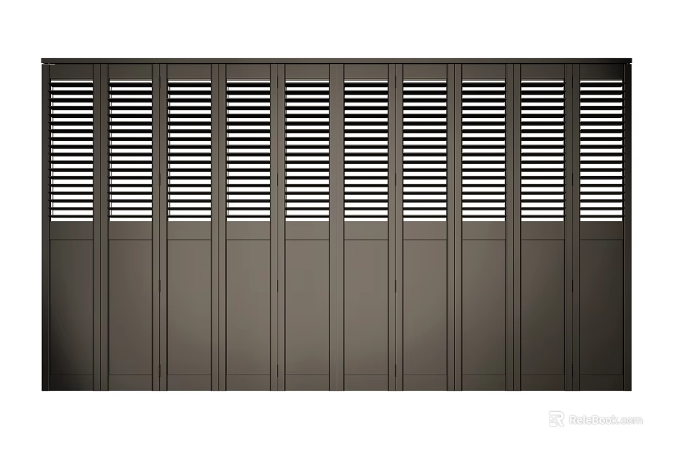 Modern Black Metal Folding Doors With Louvered Panels For Interior Design Spaces 3d model 