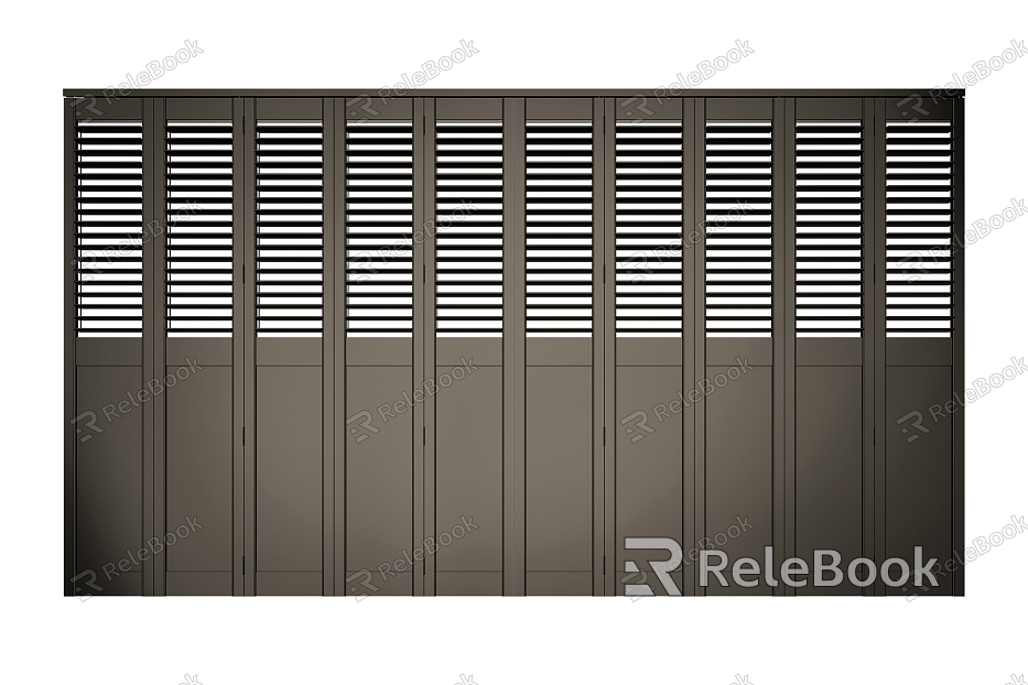 Solid wood louver flat door space partition black paint model