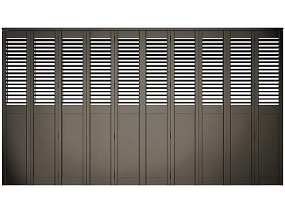 Modern Black Metal Folding Doors With Louvered Panels For Interior Design Spaces 3d model