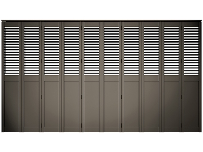 Solid wood louver flat door space partition black paint model