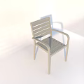 Light Colored Outdoor Chair With Slatted Back And Armrests For Garden Use 3d model