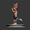 Traditional Costume Figures On Round Base With Headwear And THE CANNON