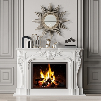 French Fireplace Mirror Ornaments 3d model