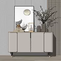 Modern Hallway Cabinet Sideboard With Decorative Vase Mirror And Minimalist Design Elements 3d model