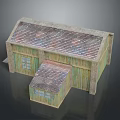 Traditional Building With Sloped Tile Roof Wooden Walls Windows And Small Attached Structure
