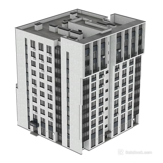Modern Office Building Exterior Design With Multiple Floors And Large Windows 3d model 