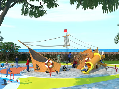 Modern Amusement Equipment Pirate Ship 3d model