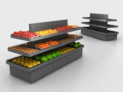 Modern shelf supermarket fruit and vegetable rack 3d model
