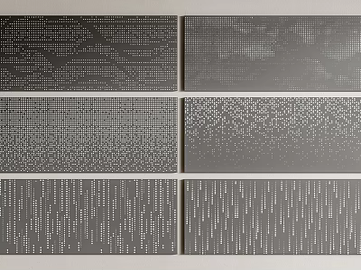 Modern TV Backdrop Design With Textured Gray Panels And Diverse Geometric Patterns 3d model