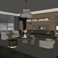 Silent Wind Living Room Silent Wind Sofa Coffee Table Combination Sofa Coffee Table Combination Fabric Sofa Landing Chair 3d model