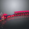 Vibrant Red Toy Train With Decorated Locomotive And Shiny Carriages Design