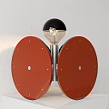 Modern Unique Table Lamp With Black Sphere Top Red Circular Panels And Metal Stand