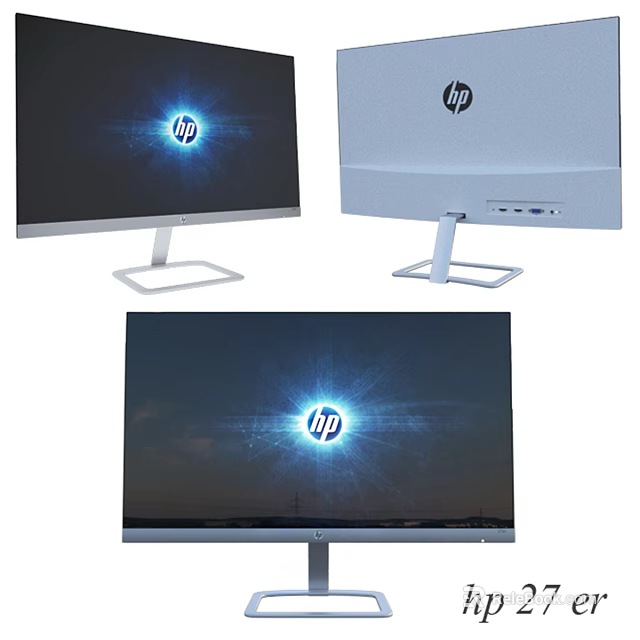 HP Computer Monitors With Sleek Modern Design And Clear Display Screens 3d model 